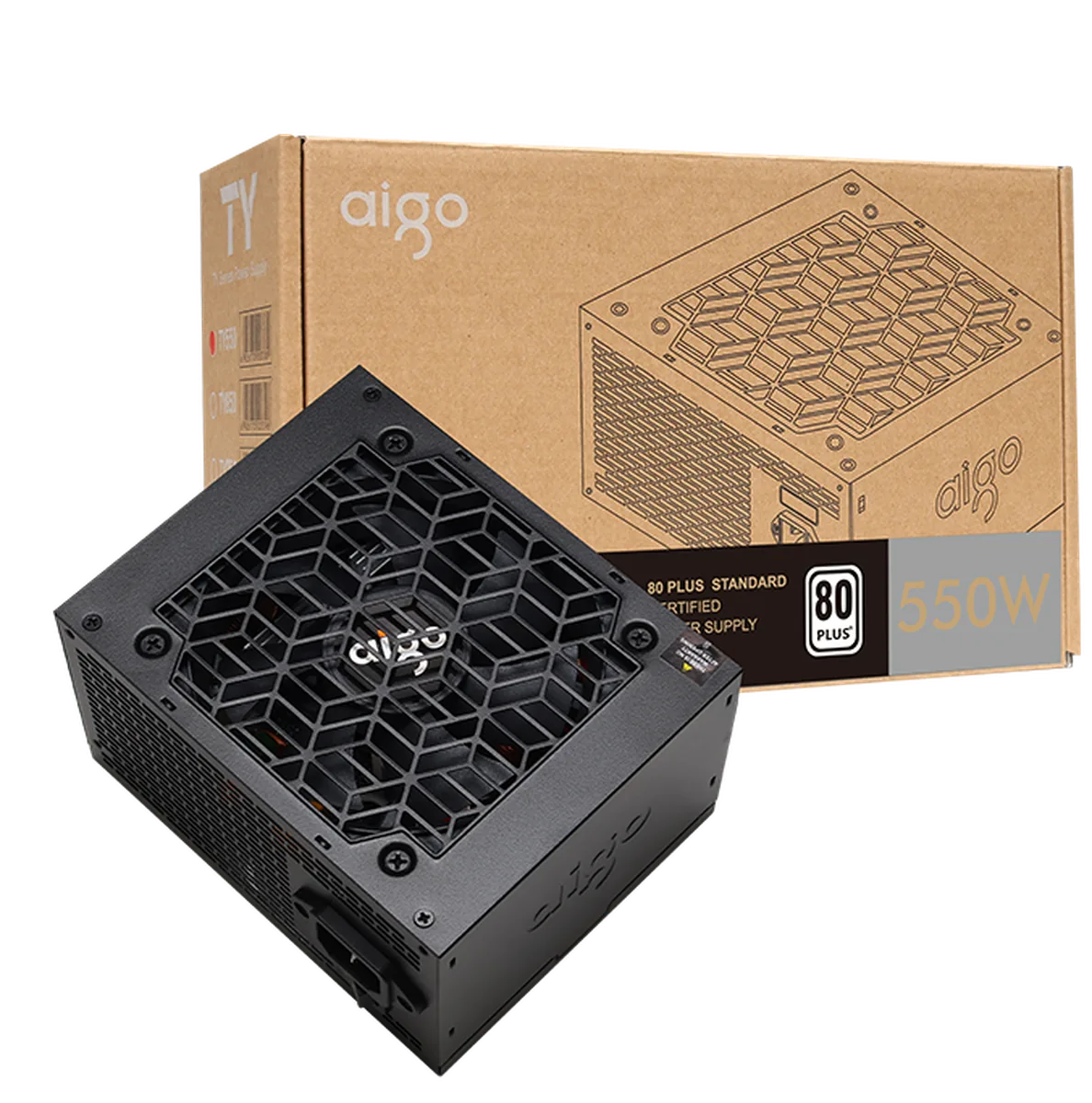 aigo TY series ATX power supply in its retail carton