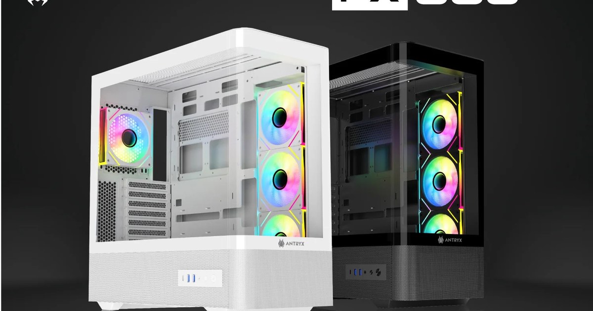SNY FX 830 curved-glass ATX case in white and black