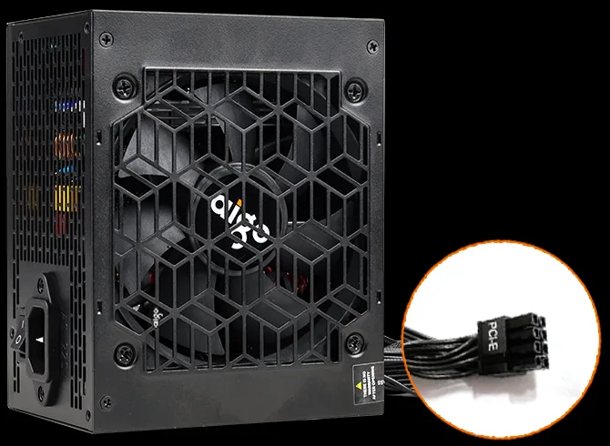 aigo TY650 front view with the 6+2 pin PCIe connector highlighted