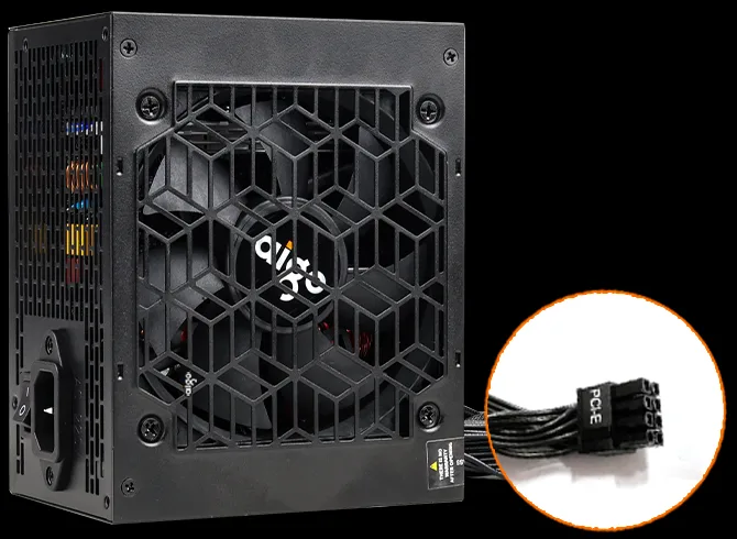 aigo TY850 front view with the 6+2 pin PCIe connector highlighted